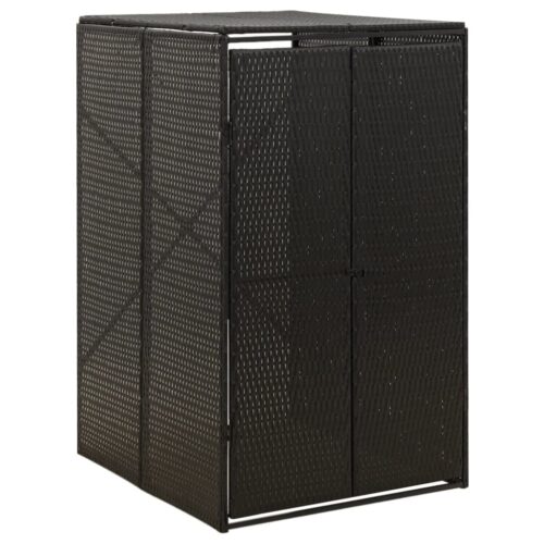 Single Wheelie Bin Shed Black 70x80x117cm Poly Rattan