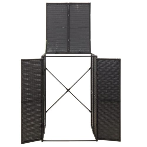 Single Wheelie Bin Shed Black 70x80x117cm Poly Rattan - Image 4