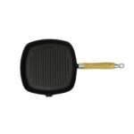 Grill Pan with Wooden Handle Cast Iron 20x20cm