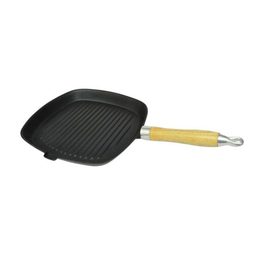 Grill Pan with Wooden Handle Cast Iron 20x20cm - Image 2
