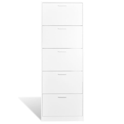 White Wooden Shoe Cabinet with 5 Compartments - Image 3