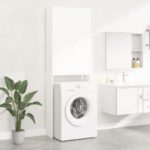 Washing Machine Cabinet White 64x25.5x190cm