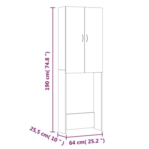 Washing Machine Cabinet White 64x25.5x190cm - Image 10