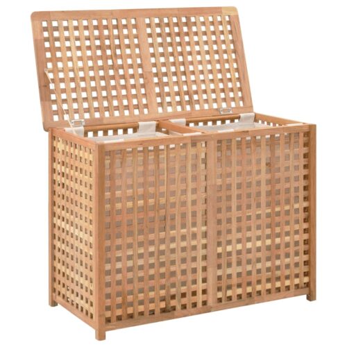 Laundry Bin 87.5x46x67cm Solid Walnut Wood - Image 2