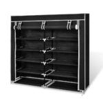 Fabric Shoe Cabinet with Cover 115 x 28 x 110cm Black