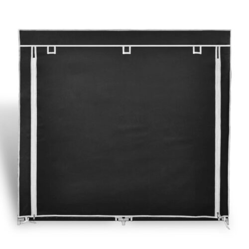 Fabric Shoe Cabinet with Cover 115 x 28 x 110cm Black - Image 3