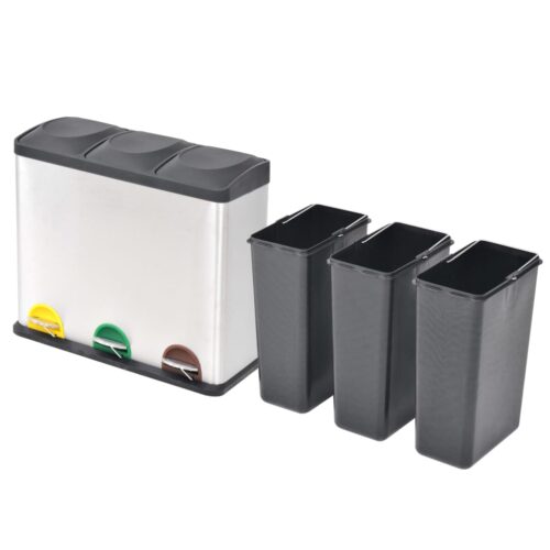 Recycling Pedal Bin Garbage Trash Bin Stainless Steel 54 L - Image 2