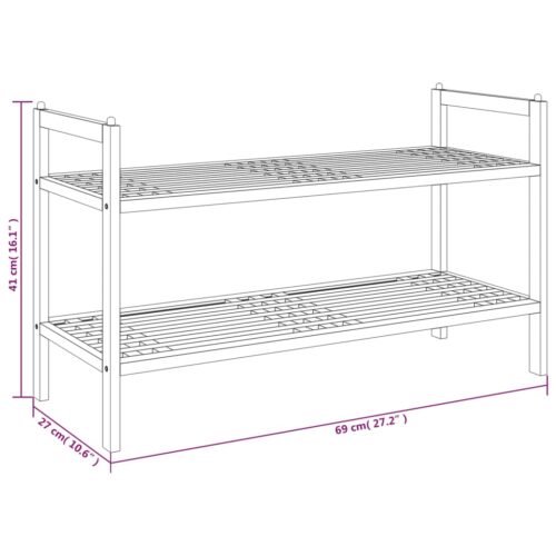 Shoe Rack 69x27x41cm Solid Wood Walnut - Image 6