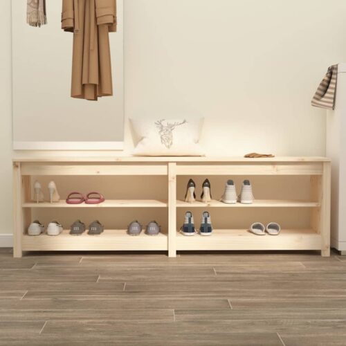 Shoe Bench 160x36.5x50cm Solid Wood Pine - Image 3