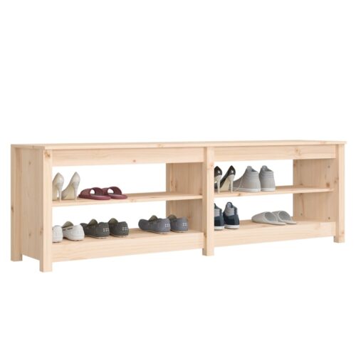 Shoe Bench 160x36.5x50cm Solid Wood Pine - Image 4