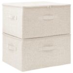 Storage Boxes 2pcs Fabric 43x34x23cm Cream