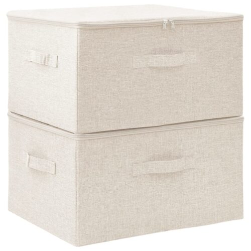 Storage Boxes 2pcs Fabric 43x34x23cm Cream