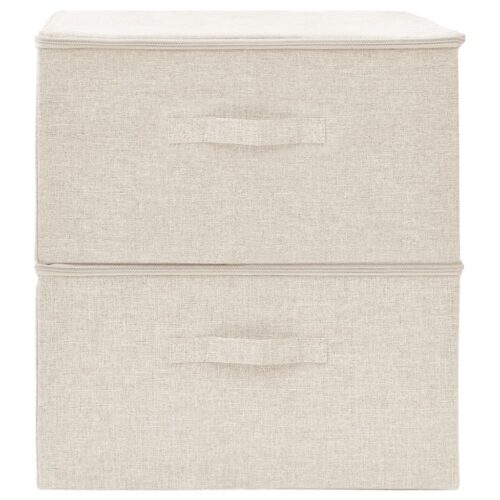 Storage Boxes 2pcs Fabric 43x34x23cm Cream - Image 3