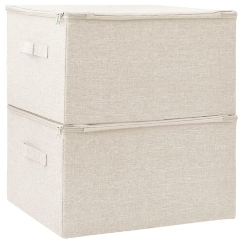 Storage Boxes 2pcs Fabric 43x34x23cm Cream - Image 4