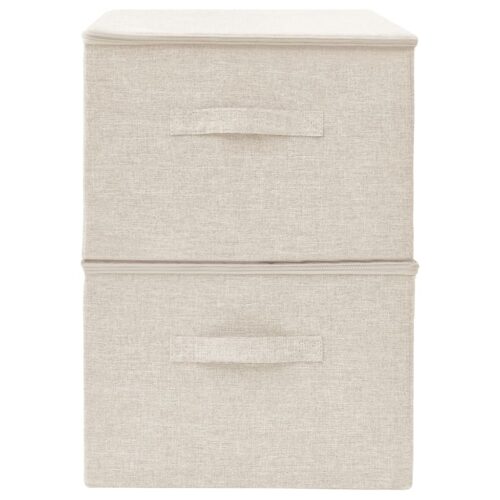 Storage Boxes 2pcs Fabric 43x34x23cm Cream - Image 5