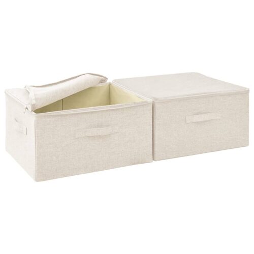 Storage Boxes 2pcs Fabric 43x34x23cm Cream - Image 7