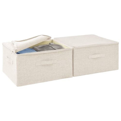 Storage Boxes 2pcs Fabric 43x34x23cm Cream - Image 8