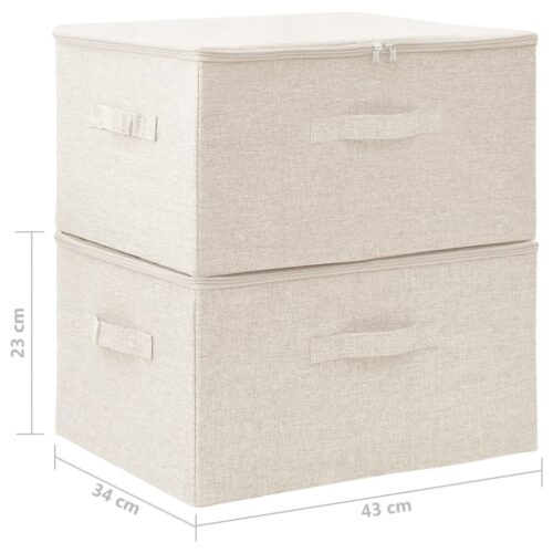 Storage Boxes 2pcs Fabric 43x34x23cm Cream - Image 11
