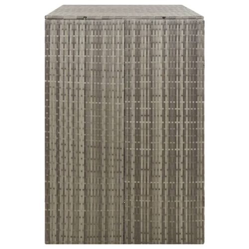 Double Wheelie Bin Shed Grey 140x80x117cm Poly Rattan - Image 5