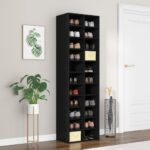 Shoe Cabinet Black 54x34x183cm Engineered Wood
