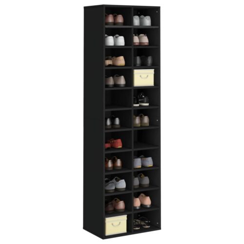 Shoe Cabinet Black 54x34x183cm Engineered Wood - Image 3