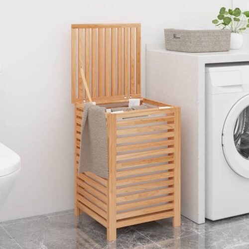 Laundry Basket 45x45x65cm Solid Wood Walnut