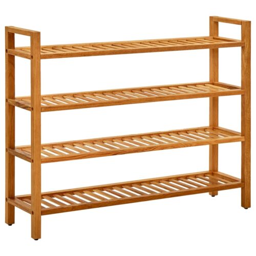 Shoe Rack with 4 Shelves 100x27x80cm Solid Oak Wood