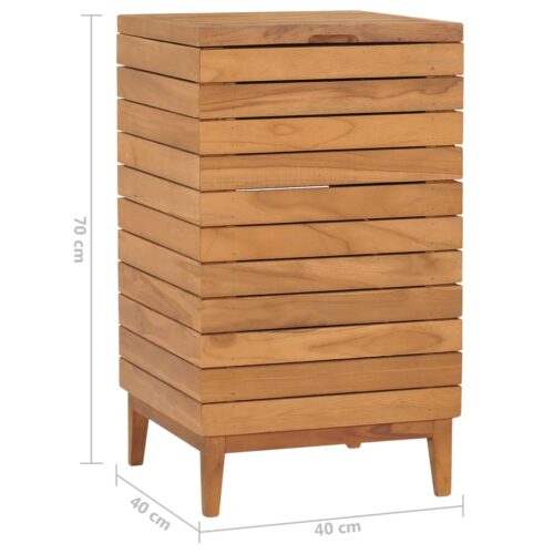 Laundry Basket 40x40x70cm Solid Teak Wood - Image 7