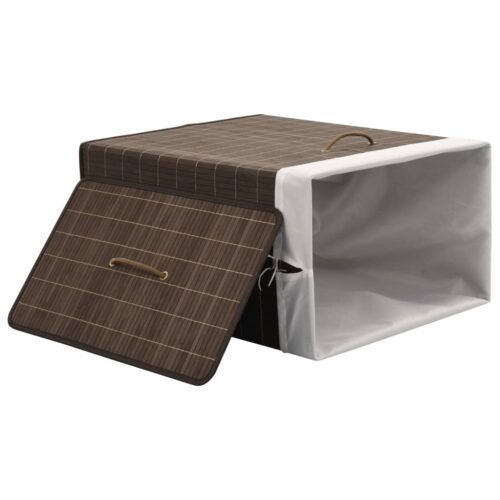 Bamboo Laundry Bin Rectangular Dark Brown - Image 3