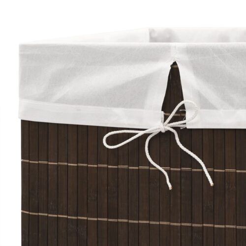 Bamboo Laundry Bin Rectangular Dark Brown - Image 6