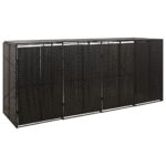 Quadruple Wheelie Bin Shed Black 274x80x117cm Poly Rattan