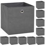 10pcs Non-Woven Fabric Storage Box Grey Closet Wardrobe Cubes Bins Organiser
