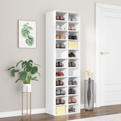 Shoe Cabinet White 54x34x183cm Engineered Wood