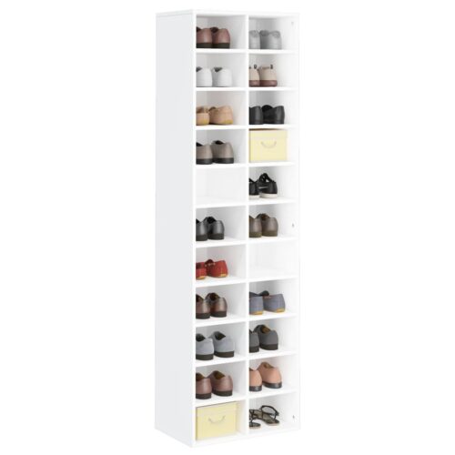 Shoe Cabinet White 54x34x183cm Engineered Wood - Image 3
