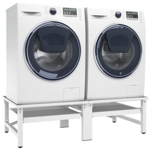 Washing Drying Machine Pedestal with Pull-out Shelves White - Image 2