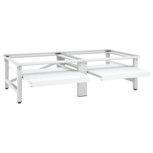 Washing Drying Machine Pedestal with Pull-out Shelves White - Image 4