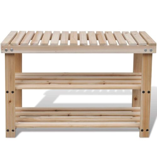 2-in-1 Shoe Rack with Bench Top Solid Fir Wood - Image 2