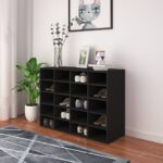 Shoe Rack Engineered Wood 92x30x67.5cm Black