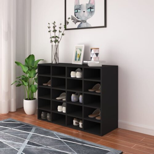 Shoe Rack Engineered Wood 92x30x67.5cm Black