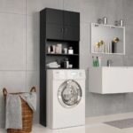 Washing Machine Cabinet Black 64x25.5x190cm Engineered Wood