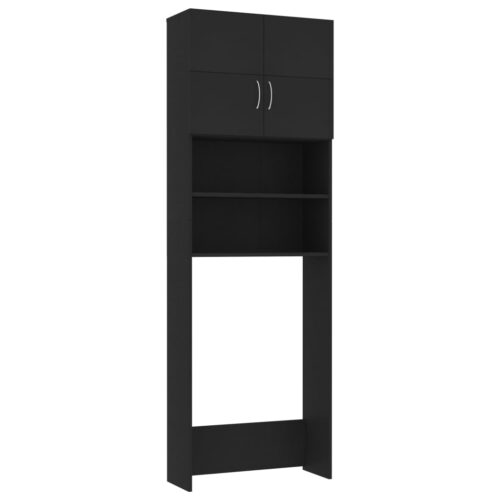 Washing Machine Cabinet Black 64x25.5x190cm Engineered Wood - Image 2