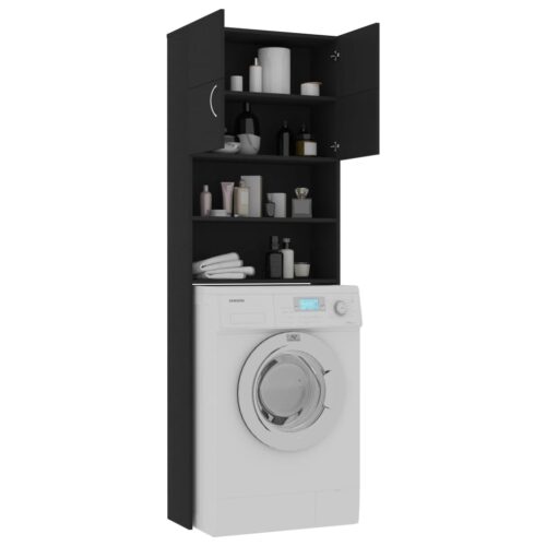 Washing Machine Cabinet Black 64x25.5x190cm Engineered Wood - Image 4