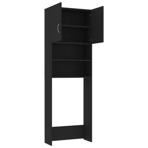Washing Machine Cabinet Black 64x25.5x190cm Engineered Wood - Image 5