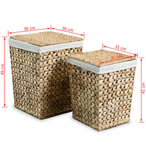 Laundry Basket Set 2 Pieces Water Hyacinth - Image 9