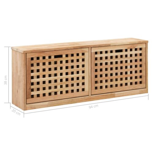 Shoe Storage Bench 94x20x38cm Solid Walnut Wood - Image 8
