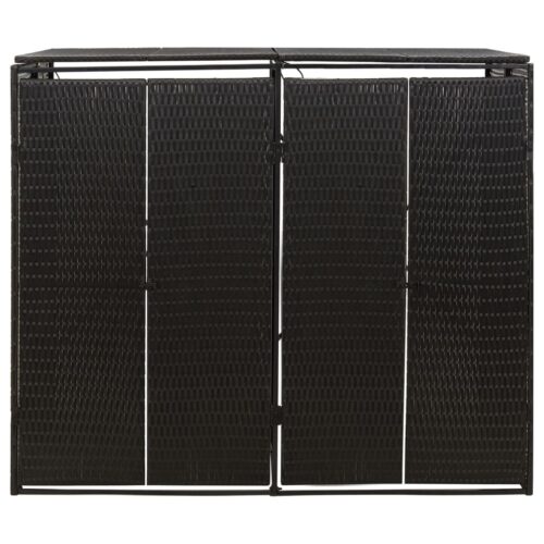 Double Wheelie Bin Shed Black 140x80x117cm Poly Rattan - Image 3