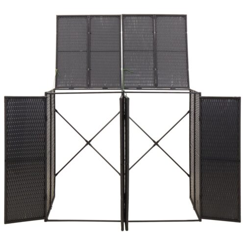 Double Wheelie Bin Shed Black 140x80x117cm Poly Rattan - Image 4