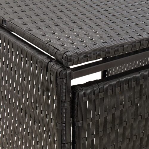 Double Wheelie Bin Shed Black 140x80x117cm Poly Rattan - Image 6