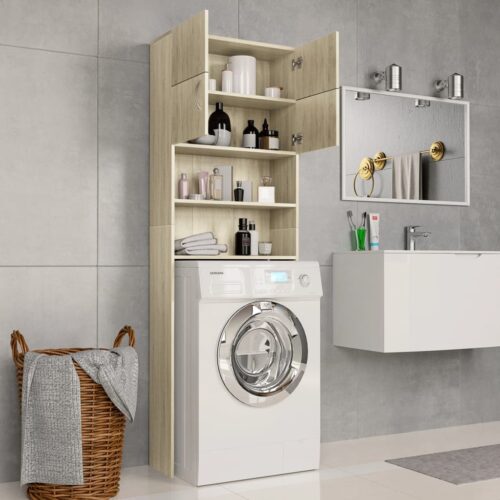 Washing Machine Cabinet Sonoma Oak 64x25.5x190cm Engineered Wood - Image 3