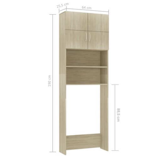 Washing Machine Cabinet Sonoma Oak 64x25.5x190cm Engineered Wood - Image 8
